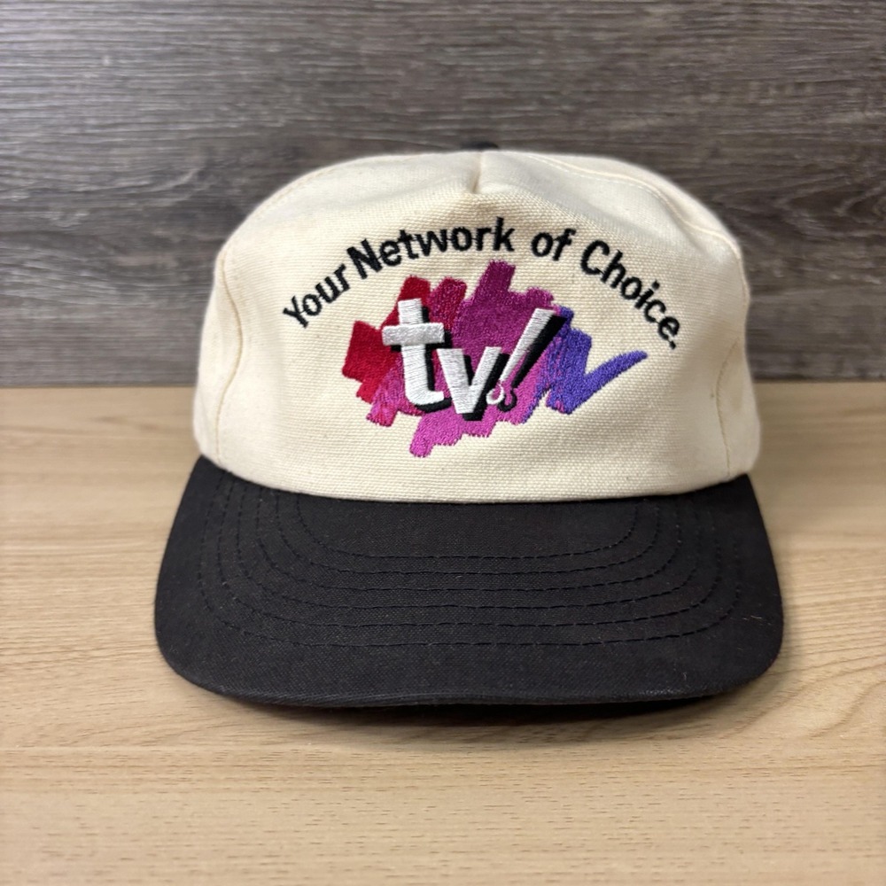 Vintage TV Your Network of Choice Hat Cap Snap Back Black Advertising 90s